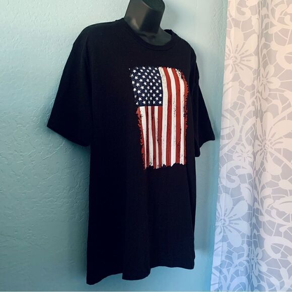 Lane Seven Black with American Flag Graphic T-shirt Size XL - Picture 4 of 7